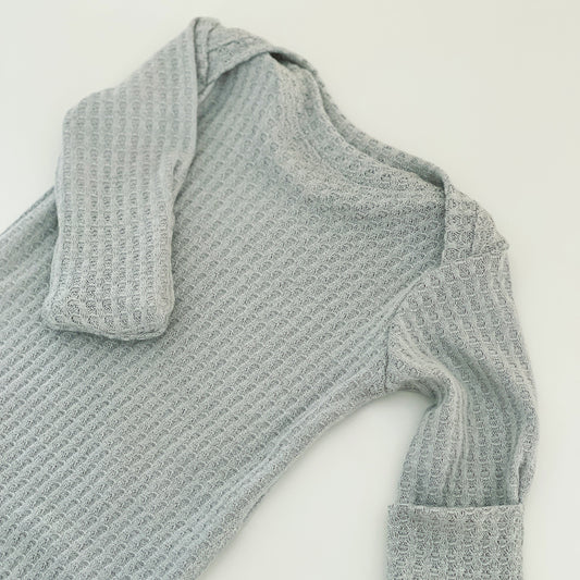 newborn boy mint blue knotted baby gown