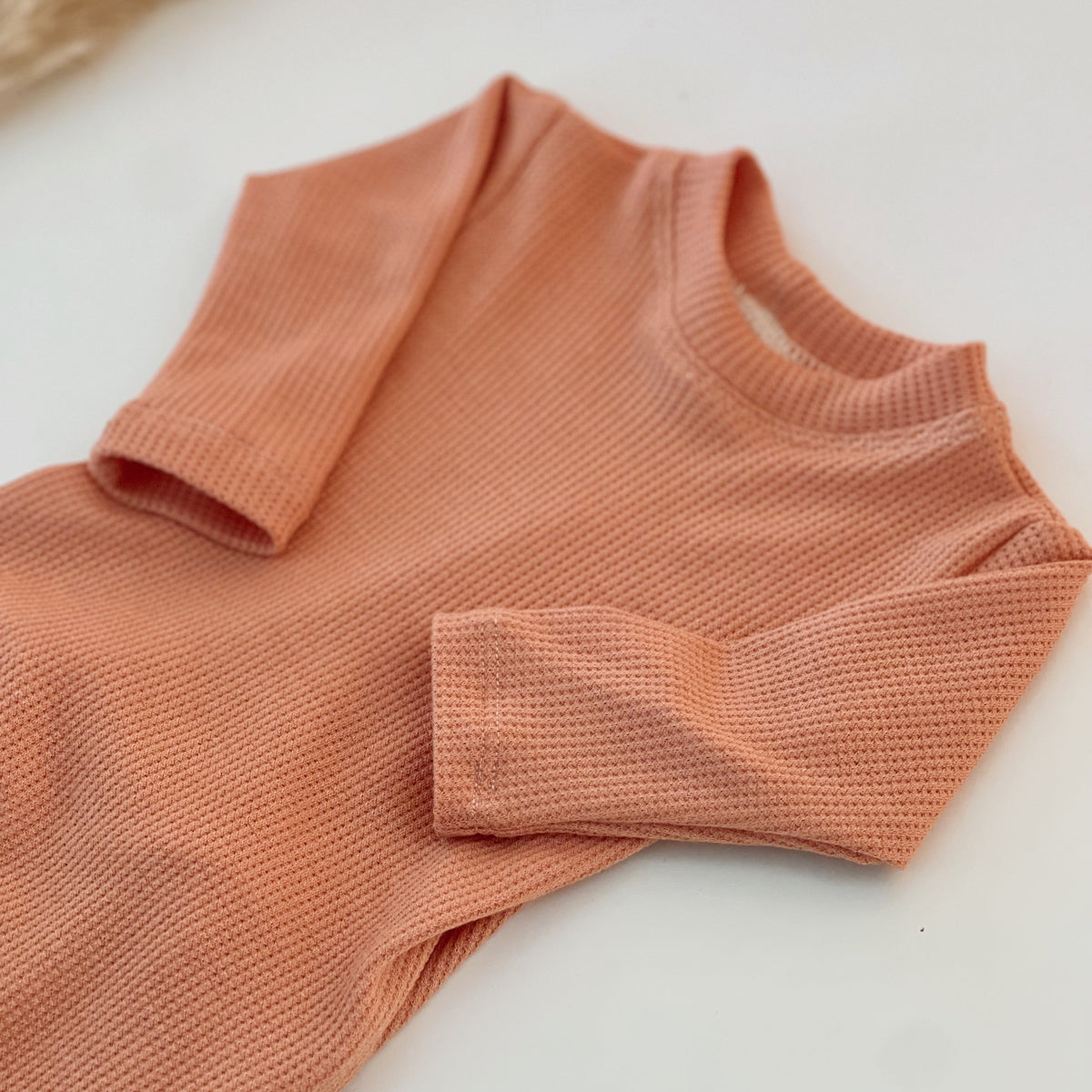 pink thermal waffle baby girl outfit handmade