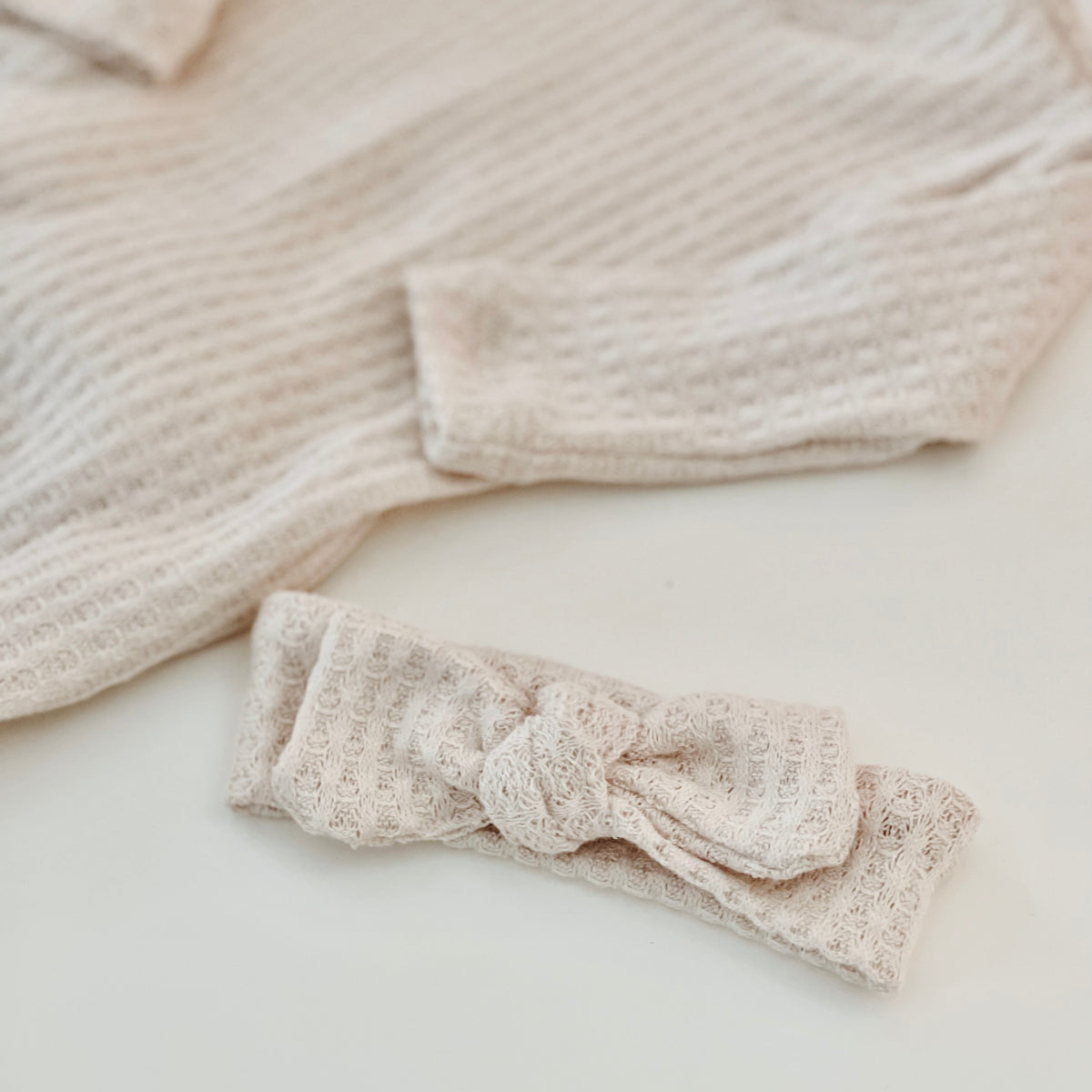 cream waffle newborn bow headband