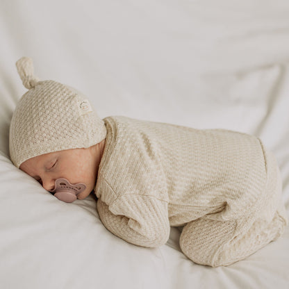 cream gender neutral waffle baby clothes