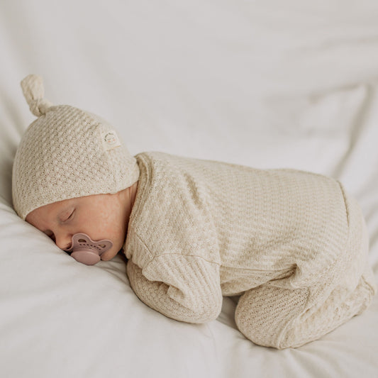 cream gender neutral waffle baby clothes