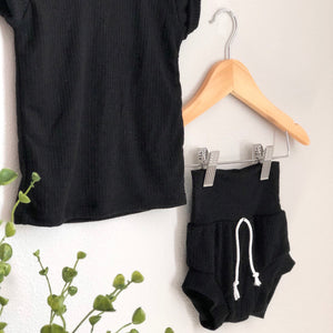 black baby bummies set