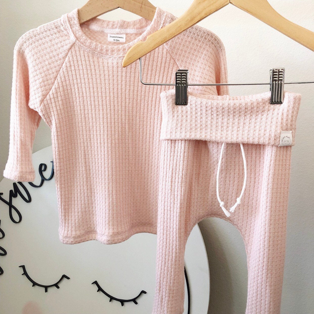 waffle knit baby girl outfit