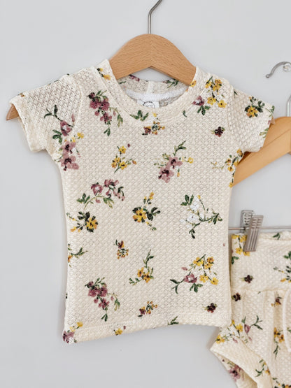 Summer baby girl clothes, floral girl clothes, bummies outfit, two-piece, toddler girl outfit, short sleeve, vintage summer outfit - Laylie