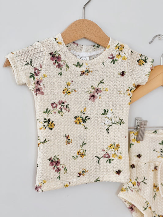 Summer baby girl clothes, floral girl clothes, bummies outfit, two-piece, toddler girl outfit, short sleeve, vintage summer outfit - Laylie