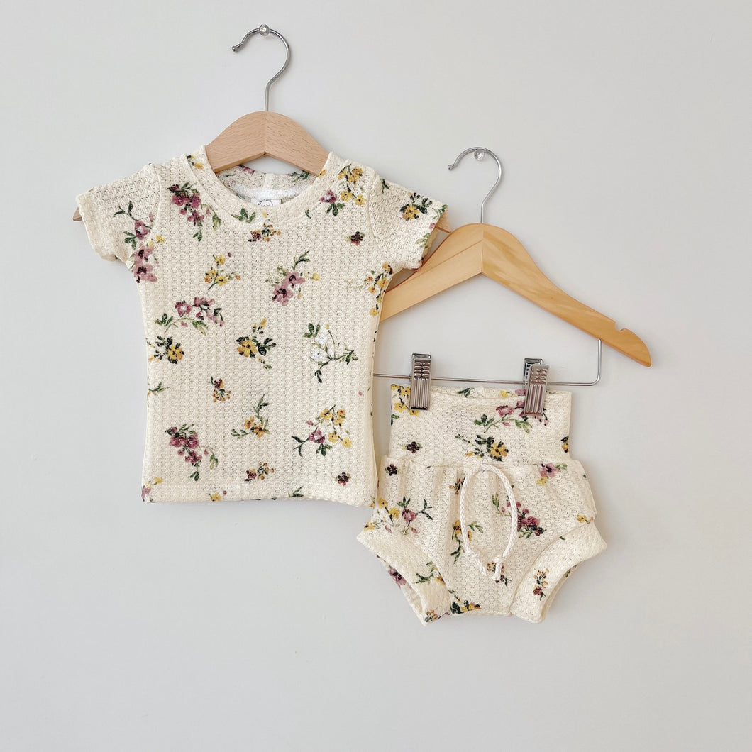 Summer baby girl clothes, floral girl clothes, bummies outfit, two-piece, toddler girl outfit, short sleeve, vintage summer outfit - Laylie