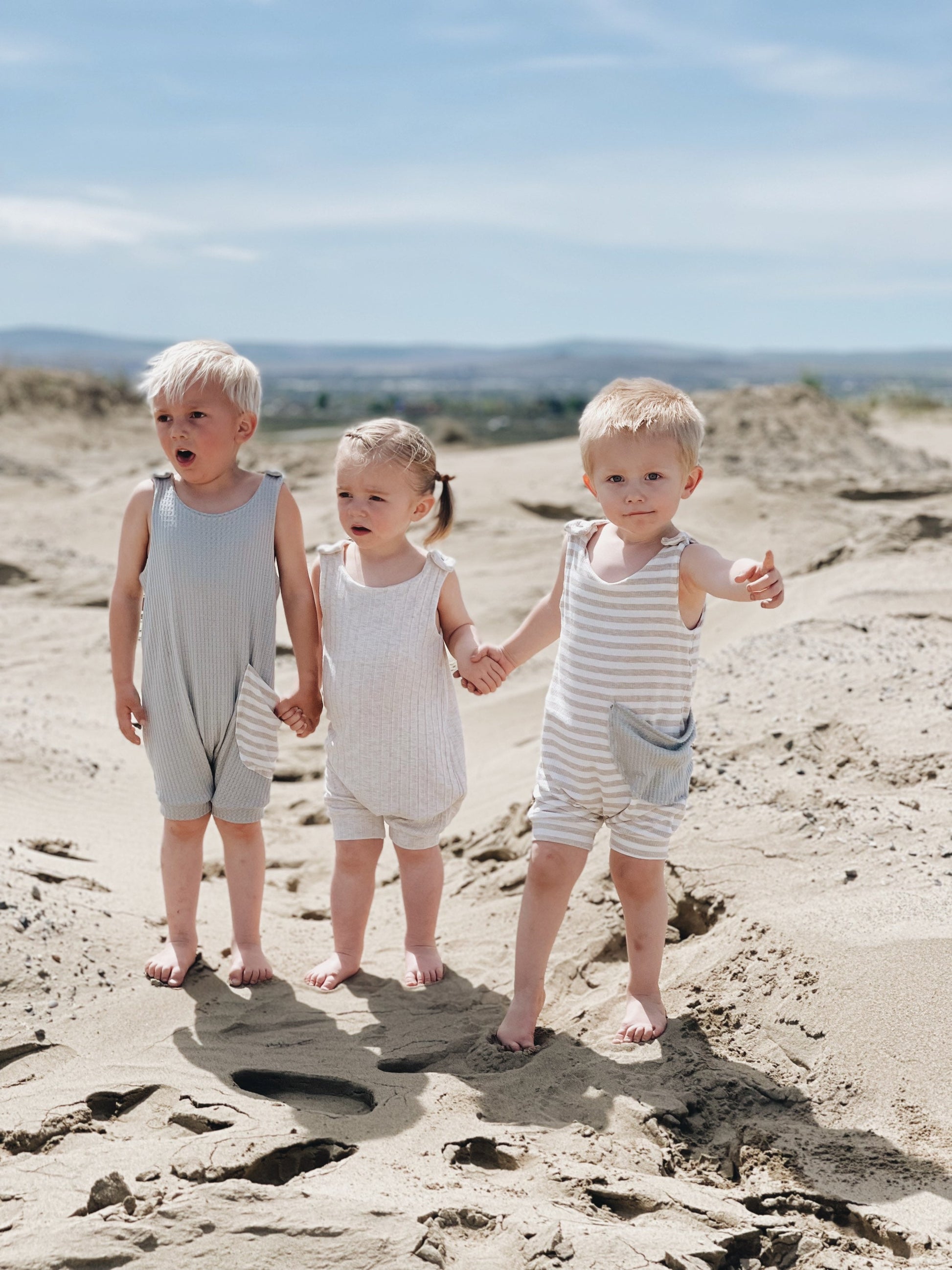 Oatmeal rib summer tank romper, gender neutral, overalls, sleeveless romper, baby boy clothes, baby girl clothes, beach outfit, boho.