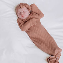 Load image into Gallery viewer, newborn girl waffle knotted gown
