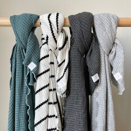 white newborn waffle blanket