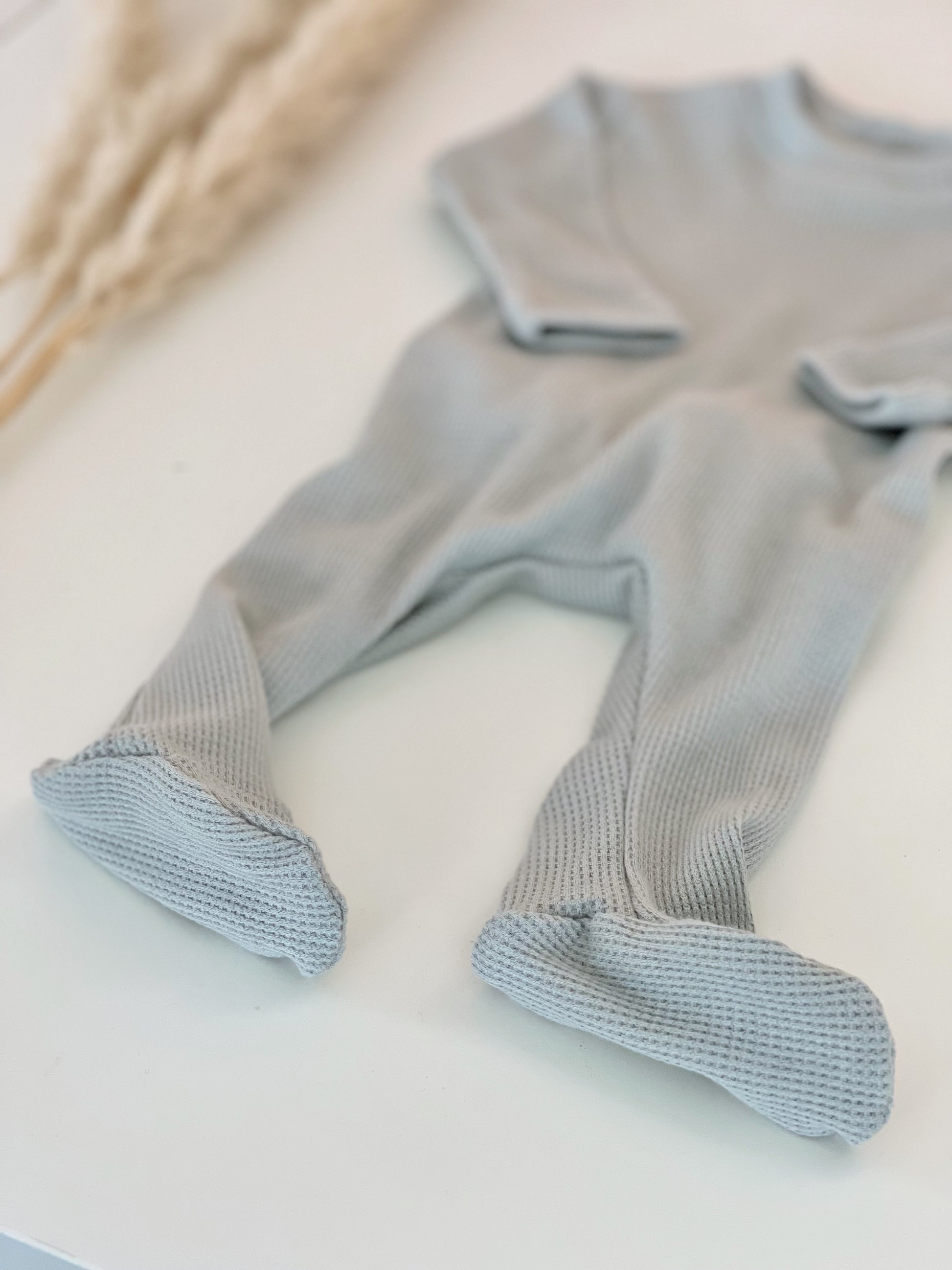 baby boy waffle knit footie pajamas