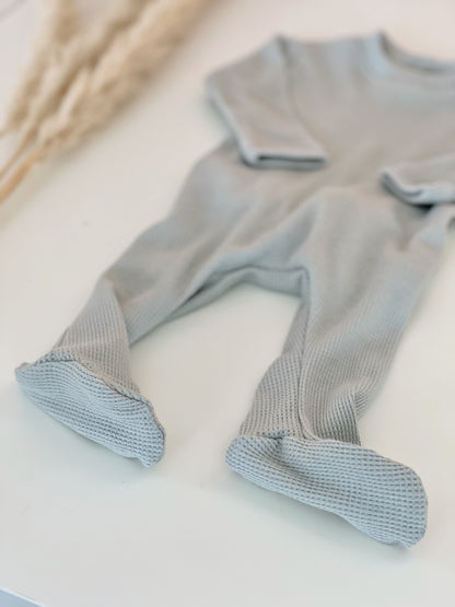 baby boy waffle knit footie pajamas