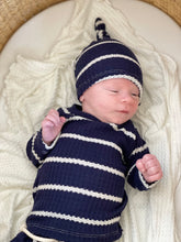 Load image into Gallery viewer, navy blue waffle baby boy clothes

