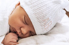 Load image into Gallery viewer, white hospital newborn waffle hat
