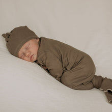 Load image into Gallery viewer, taupe newborn knotted gown for babies
