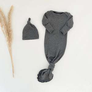 Gray knotted baby gown