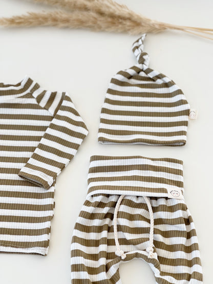 Olive + White Rib Set