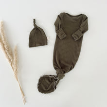 Load image into Gallery viewer, gender neutral green knotted baby gown
