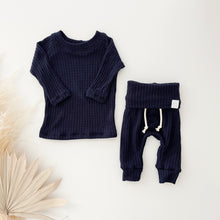 Load image into Gallery viewer, navy blue newborn boy coming home outfit
