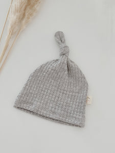 gray newborn waffle knot hat