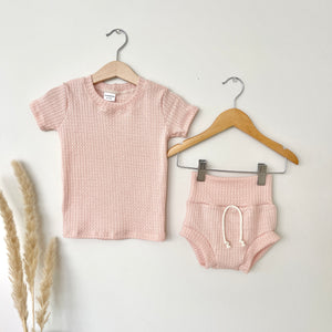 baby girl pink summer bloomers set