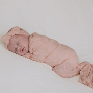 Pink newborn girl knotted baby gown