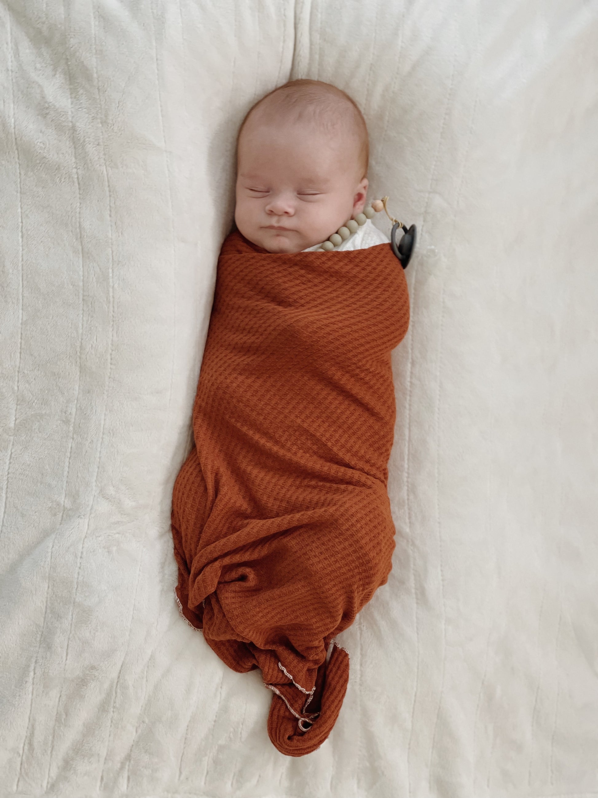 copper waffle newborn swaddle blanket
