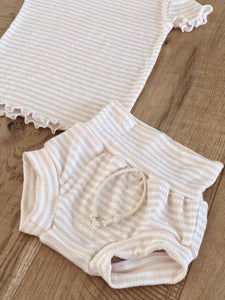 Rib knit summer baby girl outfit