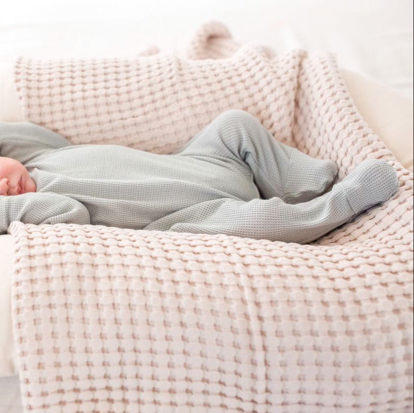 baby boy waffle knit footie one piece outfit