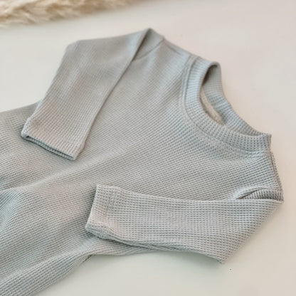 newborn boy waffle one piece sleepwear footies