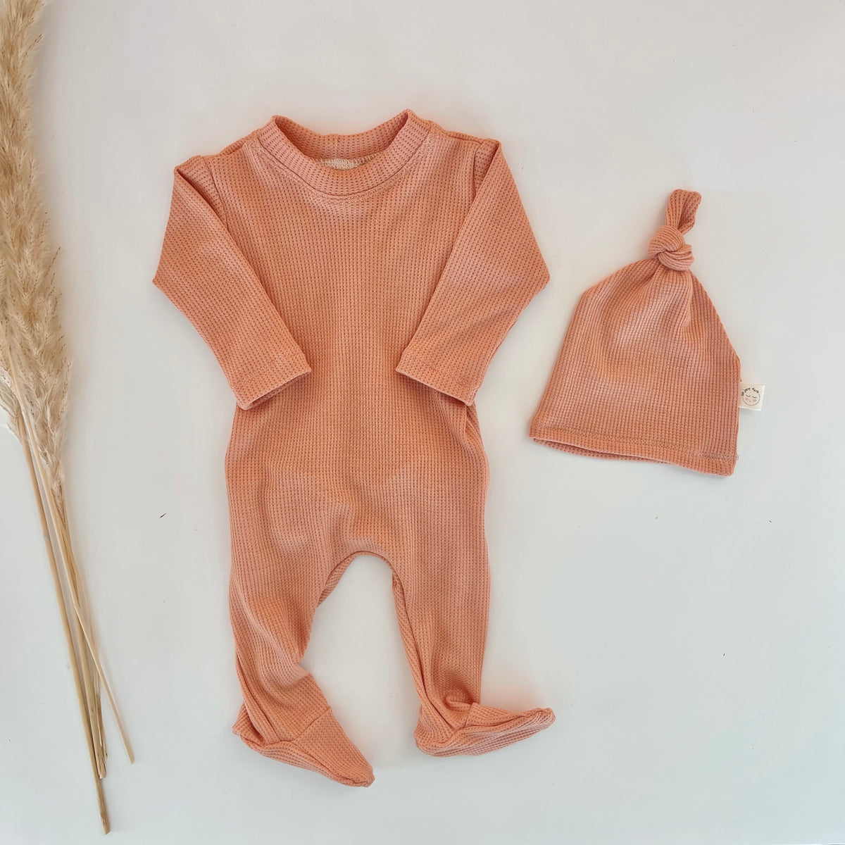 peachy newborn girl footie pajamas set