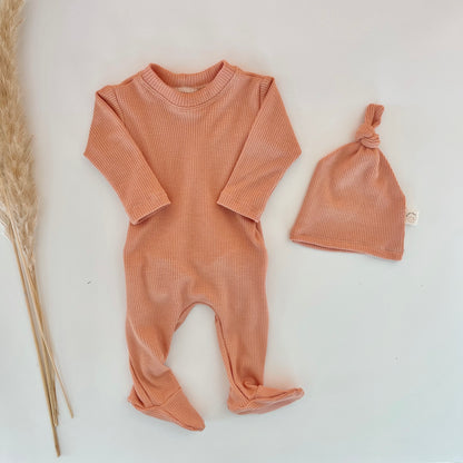 peachy newborn girl footie pajamas set