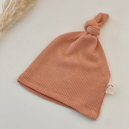 Pink newborn waffle knit baby girl hat