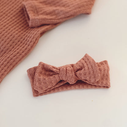 muted pink newborn waffle knit headband