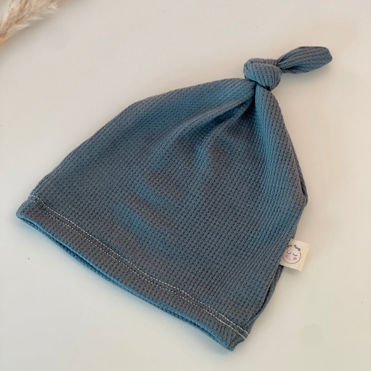 teal blue thermal waffle knit hat for baby boy