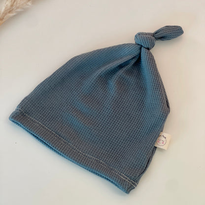 teal blue thermal waffle knit hat for baby boy